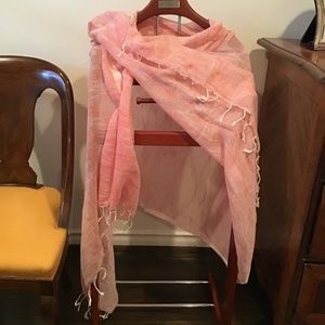 Santa Fe Red & White Linen Scarf/Wrap70” x 42”